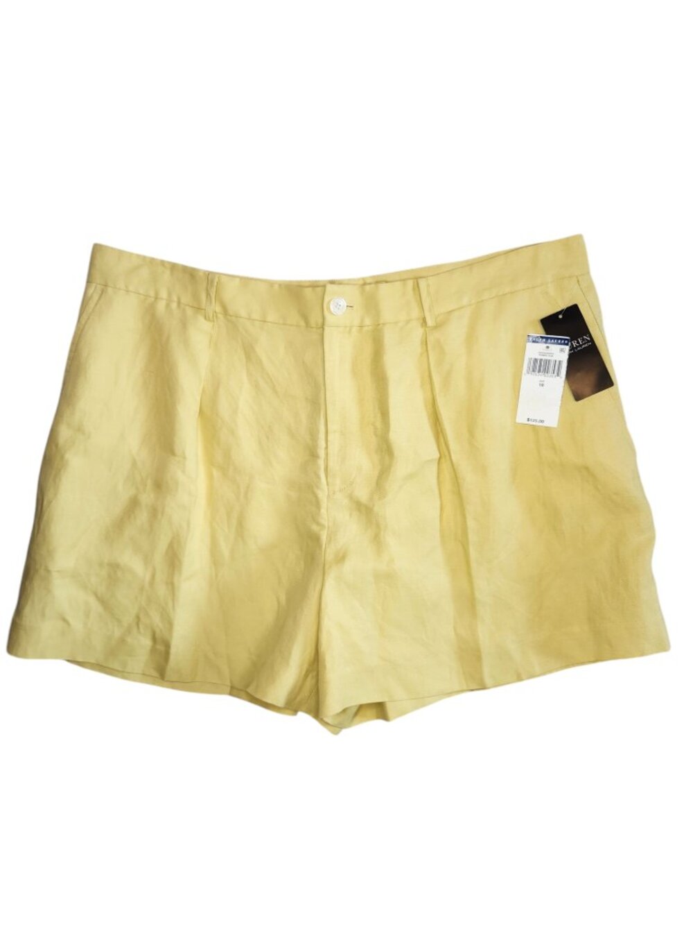 NEW Lauren Ralph Lauren Yellow Linen Blend Shorts Plus Size 18